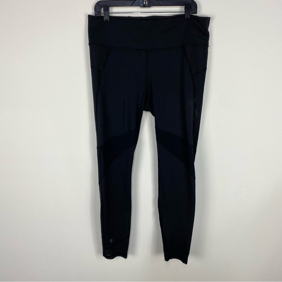 Athleta Black Mesh Leggings XLT Tall Activewear - Picture 1 of 5